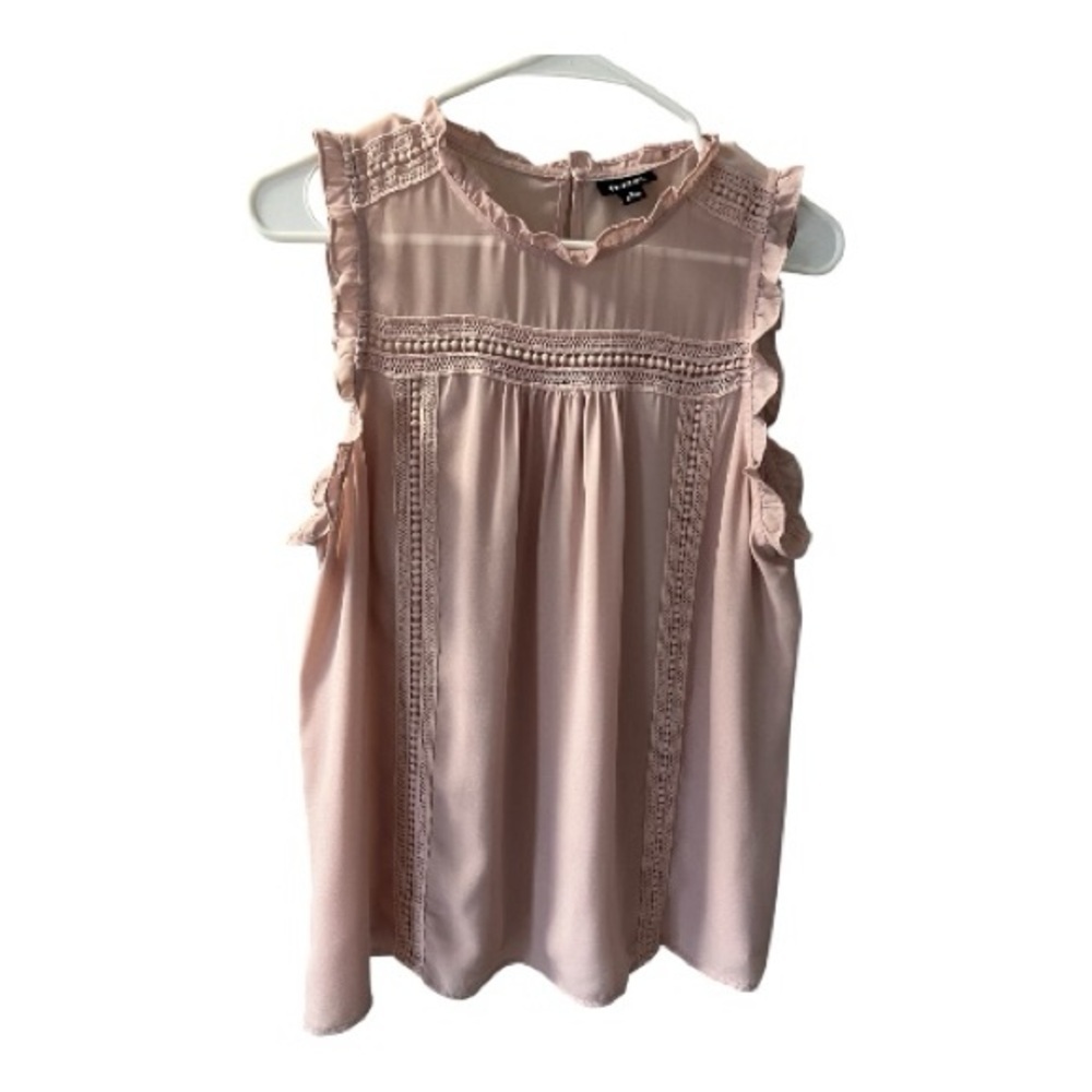a.n.a Light Pink Ruffled Sleeveless Sheer Blouse size M women - Picture 2 of 8